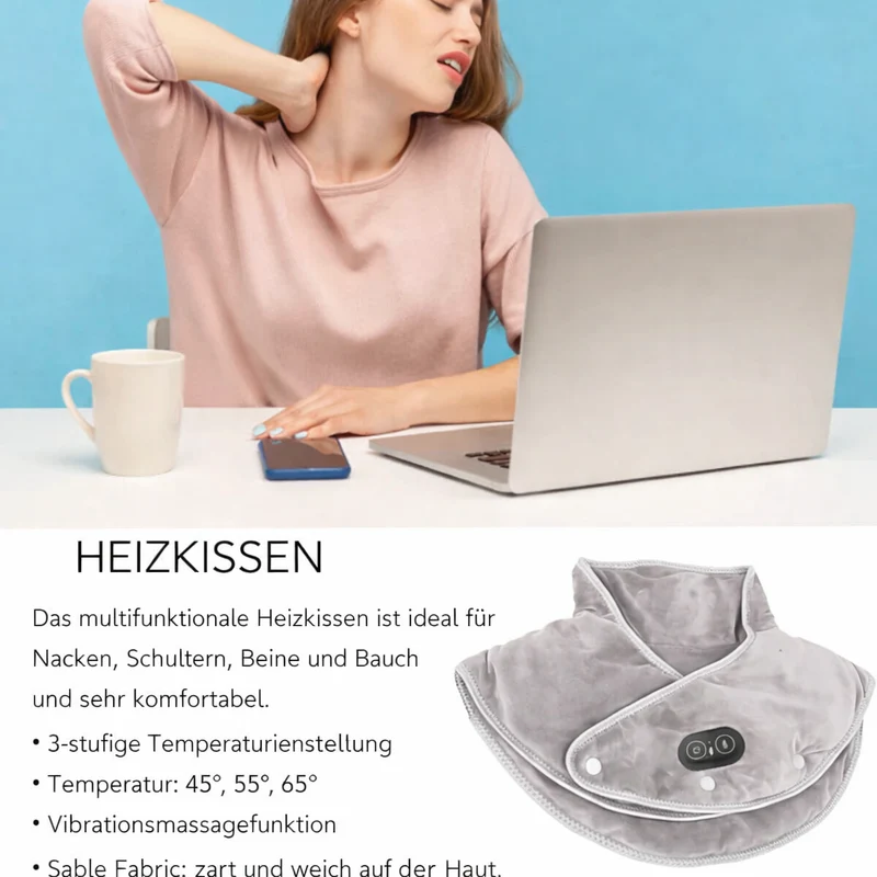 Nackenmassage | Schulter Massagekissen | Wärme und Vibration | ThermoLiva