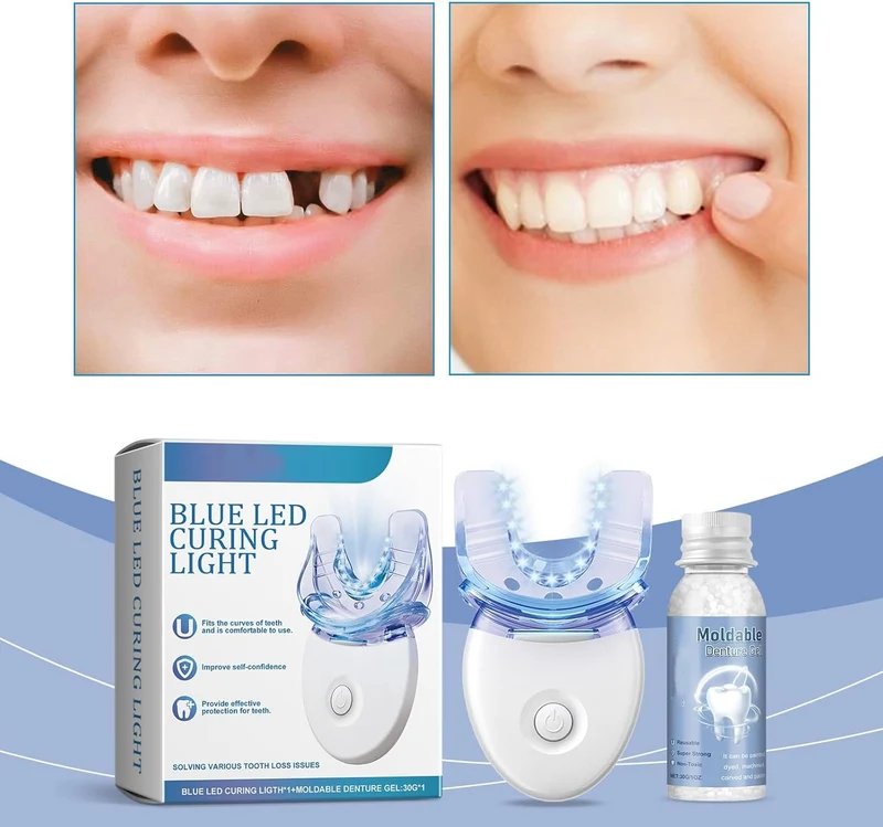 Prothesen | Zahnreparatur Set mit LED | Formbares Denture Gel | Futusly