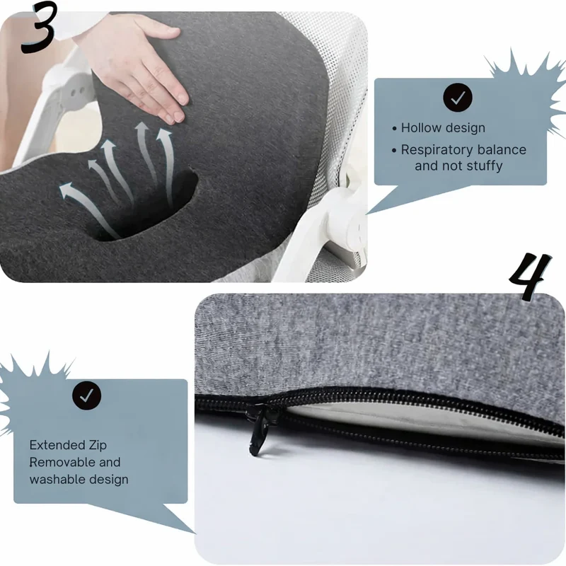 Sitzkissen | Ergonomisches Memory Foam Sitzkissen | Druckentlastend & Rutschfest | ErgoComfort