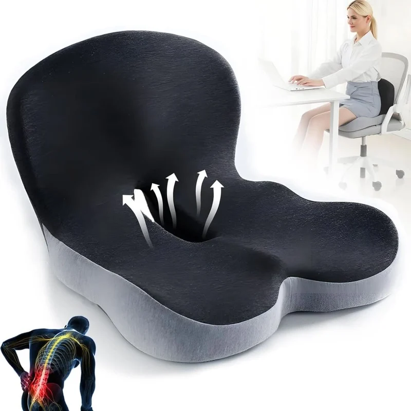 Sitzkissen | Ergonomisches Memory Foam Sitzkissen | Druckentlastend & Rutschfest | ErgoComfort