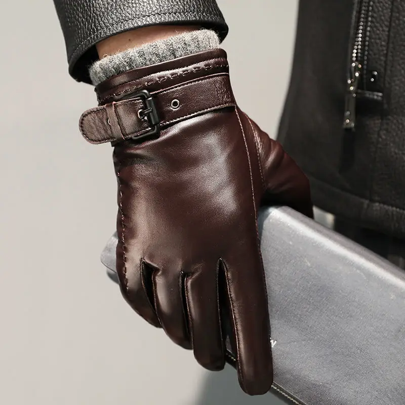 Lederhandschuhe mit Kaschmirbündchen für kaltes Winterwetter