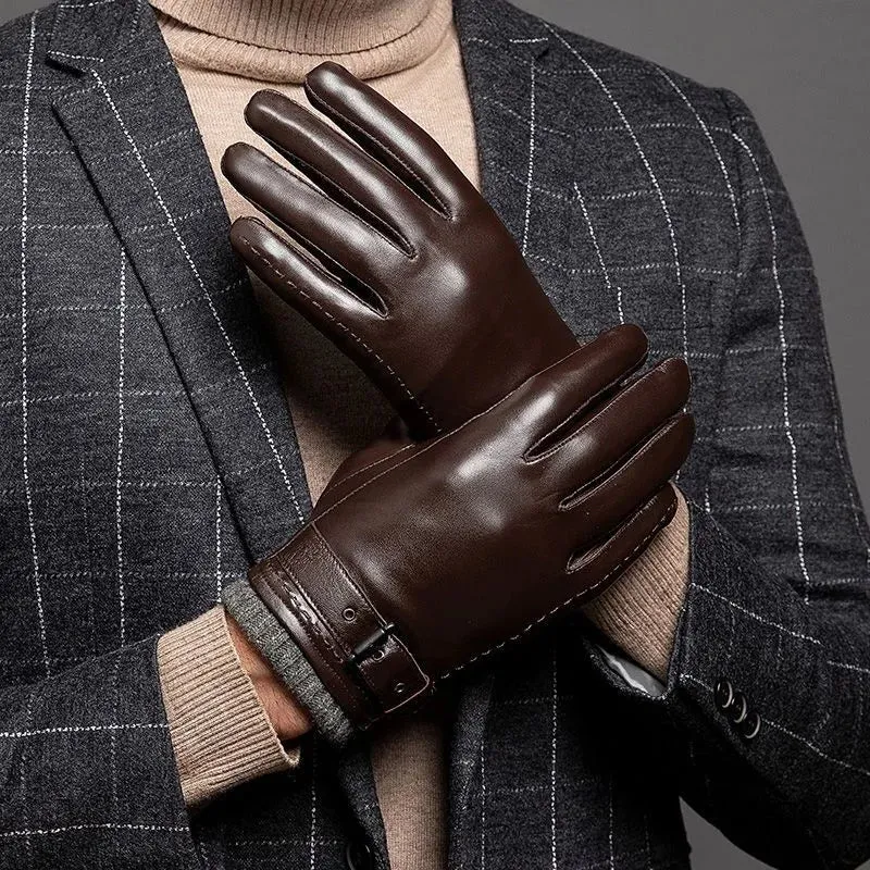 Lederhandschuhe mit Kaschmirbündchen für kaltes Winterwetter