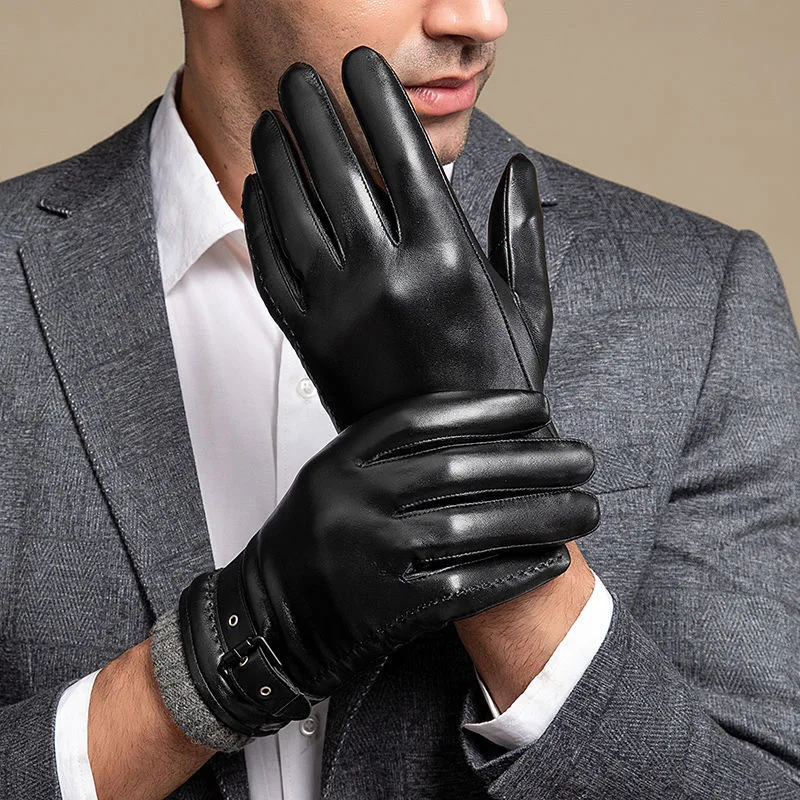 Lederhandschuhe mit Kaschmirbündchen für kaltes Winterwetter
