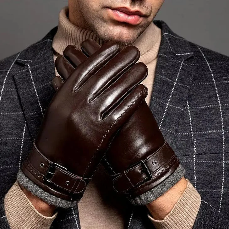 Lederhandschuhe mit Kaschmirbündchen für kaltes Winterwetter
