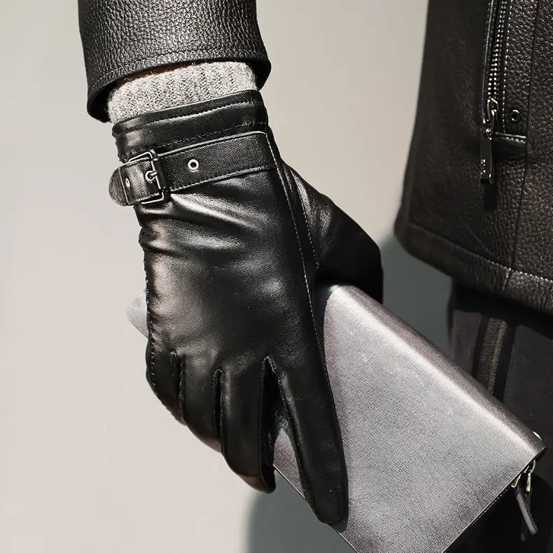 Lederhandschuhe mit Kaschmirbündchen für kaltes Winterwetter