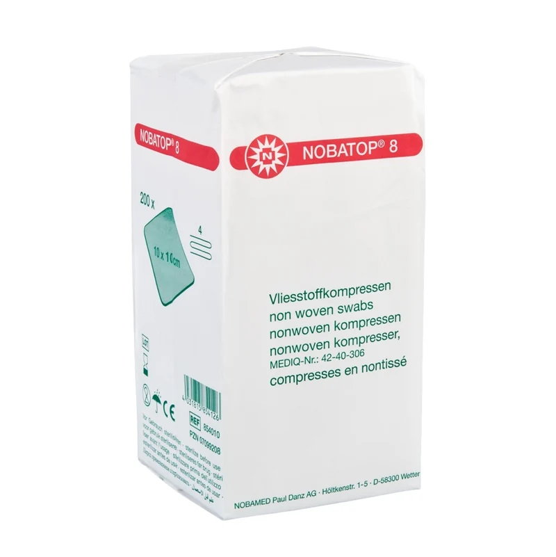 Noba Nobatop 8 Vliesstoffkompressen, 4-fach, 200er Pack