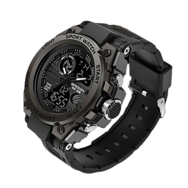 Herren Militäruhr mit analog-digitaler Anzeige und Funktionen