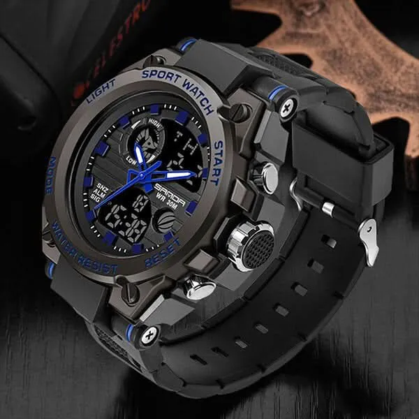 Herren Militäruhr mit analog-digitaler Anzeige und Funktionen