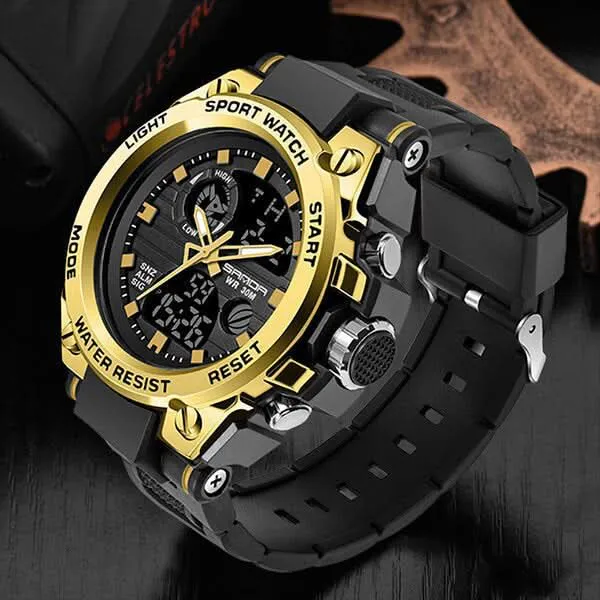 Herren Militäruhr mit analog-digitaler Anzeige und Funktionen
