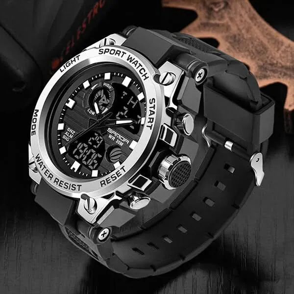 Herren Militäruhr mit analog-digitaler Anzeige und Funktionen