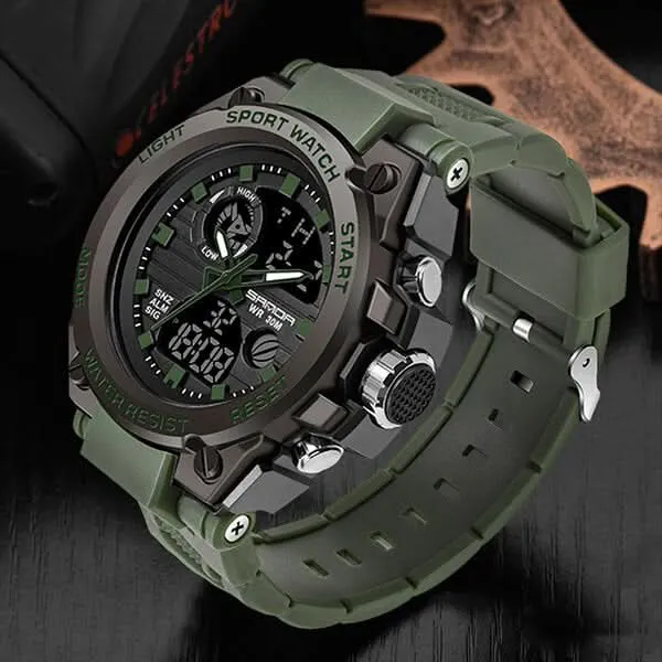 Herren Militäruhr mit analog-digitaler Anzeige und Funktionen
