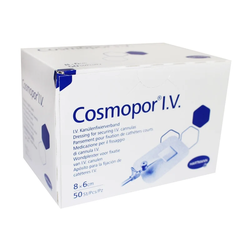 Hartmann Cosmopor I.V. 8 x 6 cm, steril, Fixierverband für I.V. Kanülen, 50 Stück