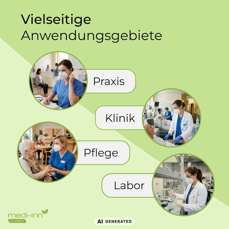 Medi-Inn Atemschutzmasken FFP2 NR, Typ IIR, 3-lagig, weiß