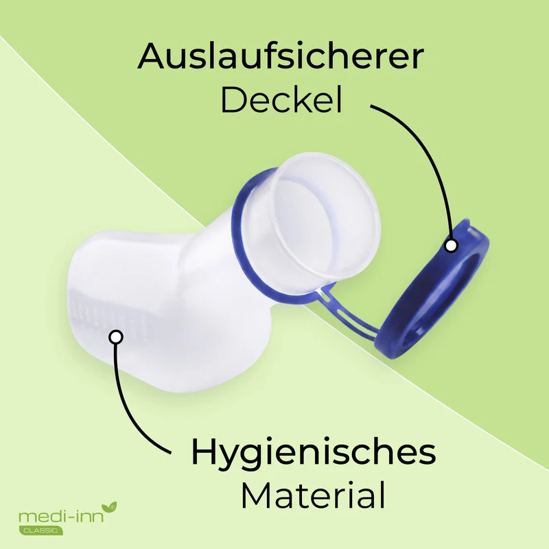 Medi-Inn Urinflasche PP 1000 ml, für Männer, milchig, mit Betthalter und Reinigungsbürste