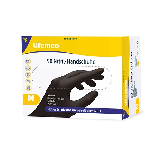 Lifemed Handschuhe Nitril, puderfrei, schwarz