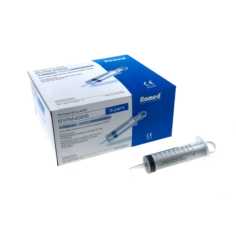Romed Wund- und Blasenspritze 100 ml, 3-teilig, mit Luer-Adapter, steril verpackt