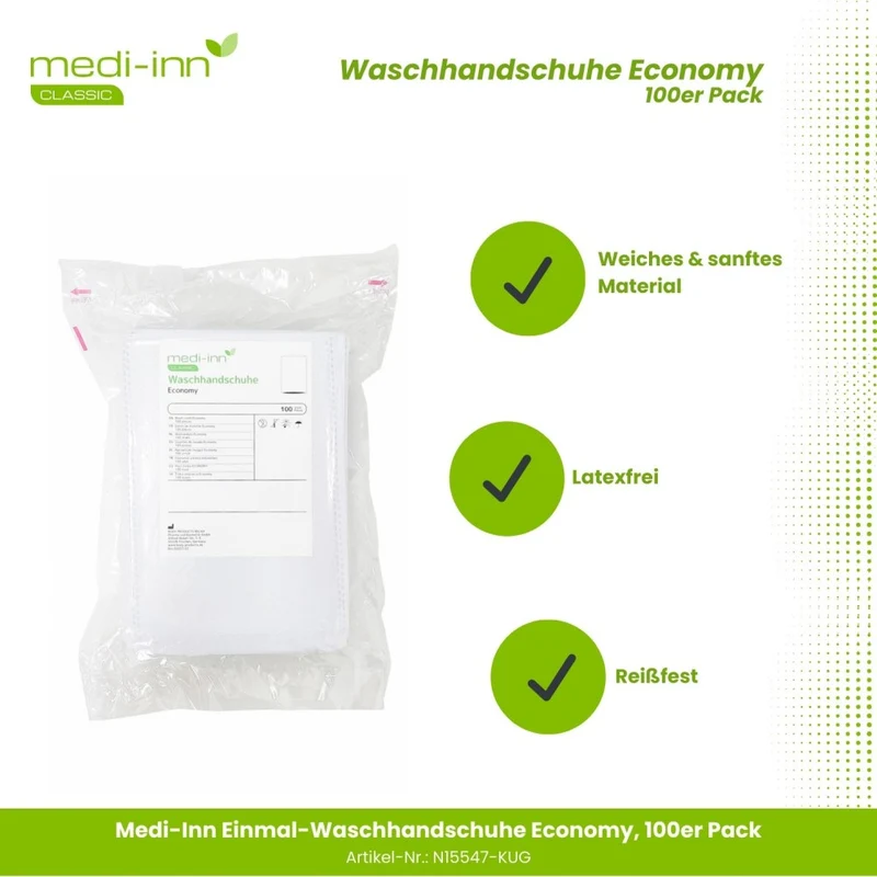 Medi-Inn Einmal-Waschhandschuhe Economy 15 x 22 cm, 100er Pack