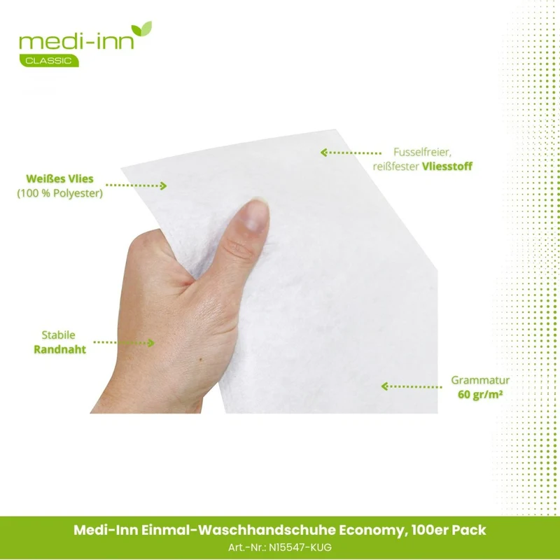 Medi-Inn Einmal-Waschhandschuhe Economy 15 x 22 cm, 100er Pack