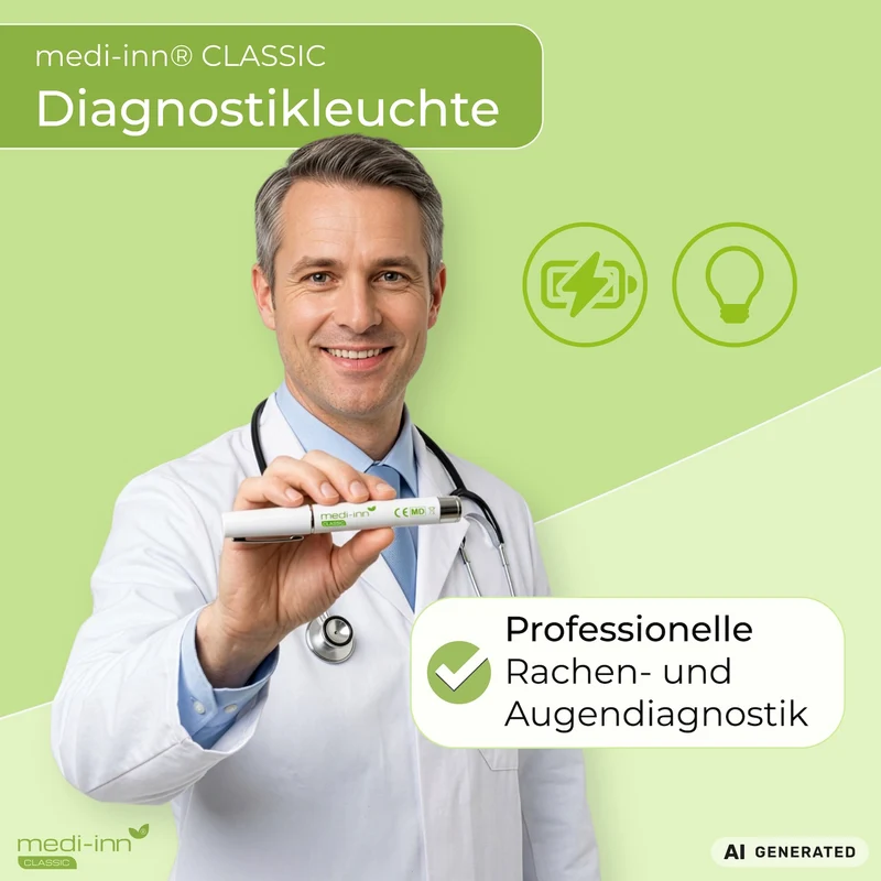 Medi-Inn Diagnostikleuchte, mit Batterien, weiß