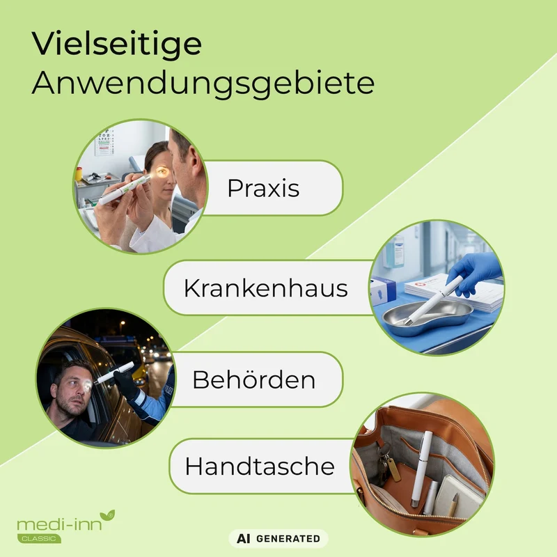 Medi-Inn Diagnostikleuchte, mit Batterien, weiß
