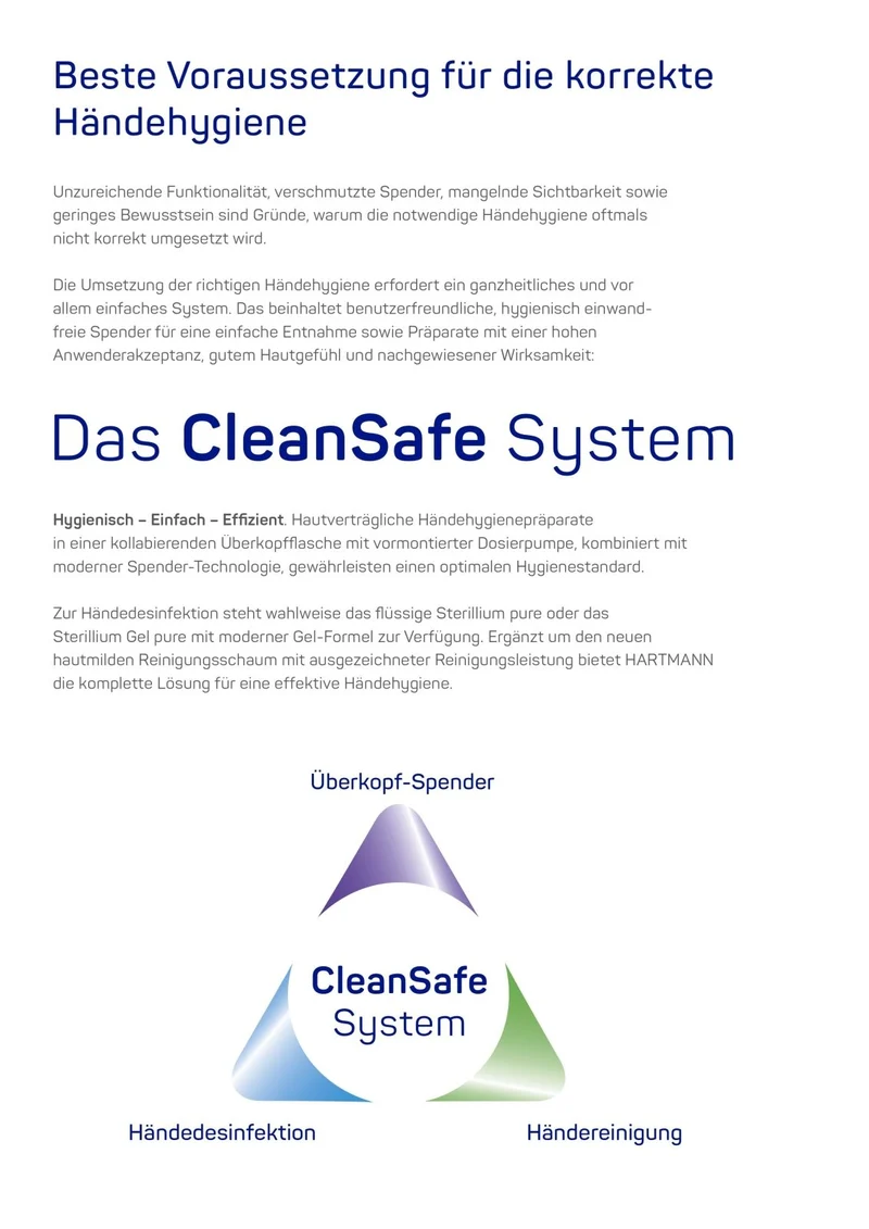 Hartmann CleanSafe touchless Dosierspender für Überkopfflaschen + Sterillium pure Überkopfflasche 1000 ml