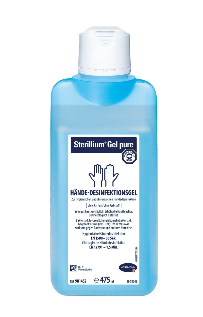 Bode Sterillium Gel pure Hände-Desinfektionsgel 4 x 475ml + 1 x Dosierpumpe