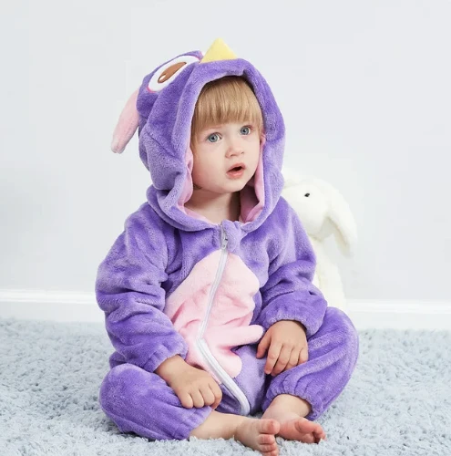 Strampler für Babys | Baby Fleece Overall | Tier Onesie | Wolklin