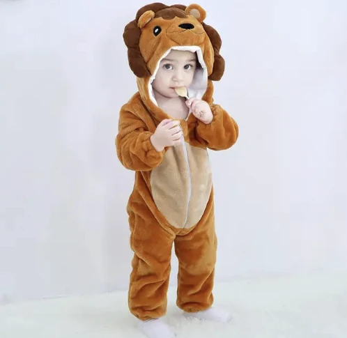 Strampler für Babys | Baby Fleece Overall | Tier Onesie | Wolklin