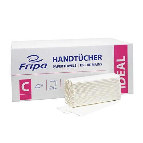 Fripa Papierhandtücher C-Falz 25 x 50 cm hochweiß "Ideal" 1-lagig (20 x 120 Blatt = 2400 Blatt)