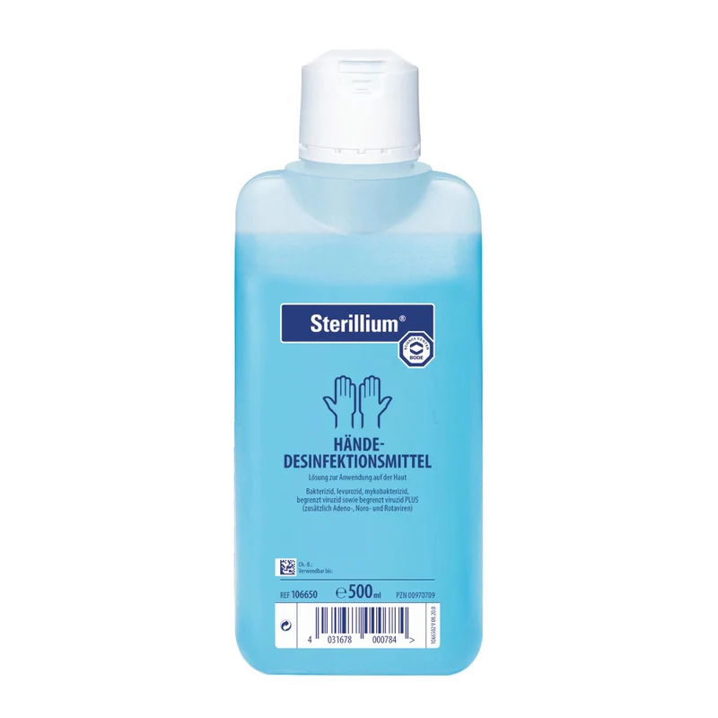 Medi-Inn Wandspender Aluminium, langer Armhebel, mit Verschlussblende, für 500 ml Euroflaschen + Bode Sterillium Händedesinfektion 500 ml