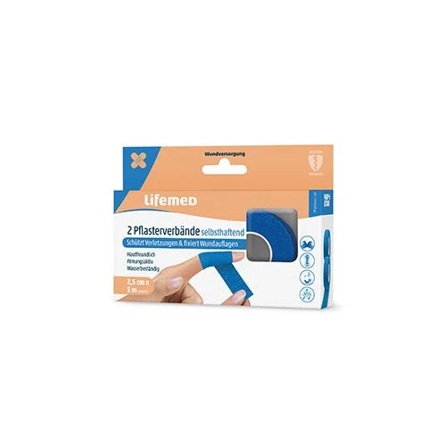 Lifemed Pflasterverbände selbsthaftend 5 m x 2,5 cm blau 2er Pack