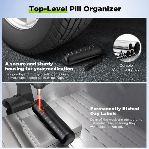 MediVault | Sicherer Aluminium Pillenbehälter für Reisen