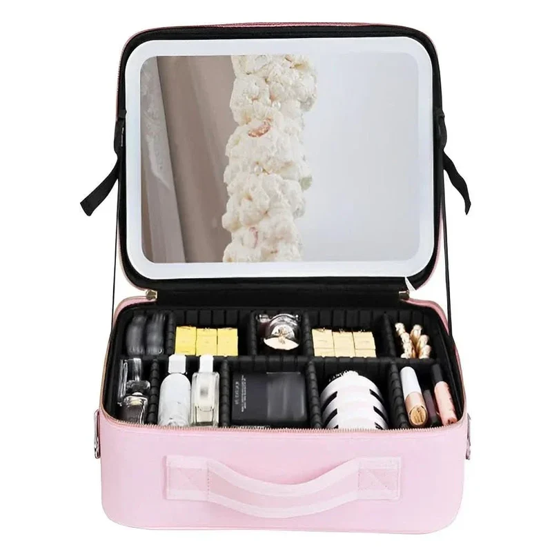 Mirrorglam – Make-up Tasche mit LED-Spiegel – Tragbare Kosmetiktasche mit Licht & Stauraum für perfektes Styling unterwegs