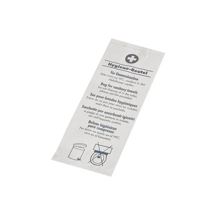 Papstar Hygienebeutel 28 cm x 11 cm x 5,5 cm Weiß "Bedruckt" (5 x 200 = 1000 Stück)