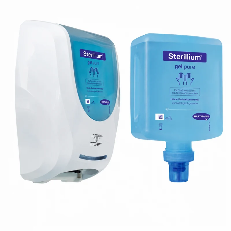 Hartmann CleanSafe touchless Dosierspender für Überkopfflaschen + 10 x 1000 ml Sterillium Gel pure Überkopfflasche