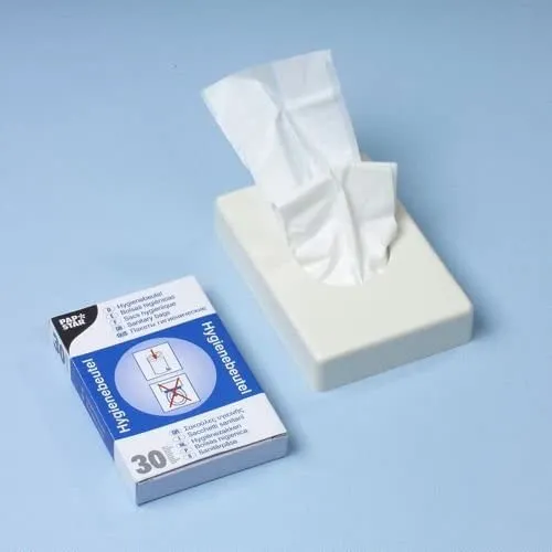 Papstar Hygienebeutel 28,5 cm x 8 cm x 7 cm weiß im Spenderkarton (50 x 30 = 1500 Stück)