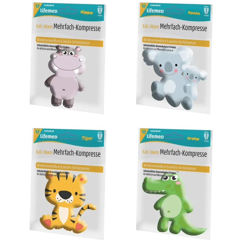 Lifemed Kalt- & Warm-Kompressen 14,5 cm x 12,5 cm für Kinder, sortiert