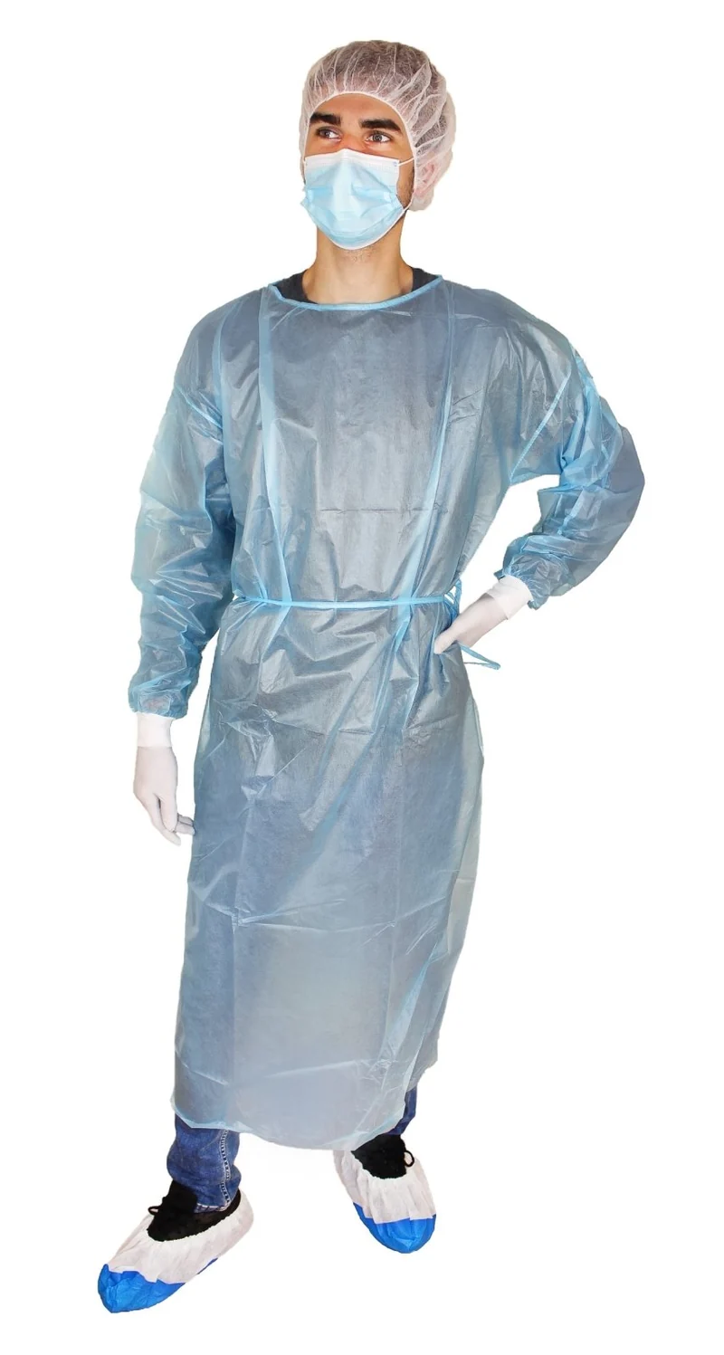 Medi-Inn PP-Schutzkittel mit Trikotbündchen & PE-Vollbeschichtung, XL 140 x 160 cm, blau