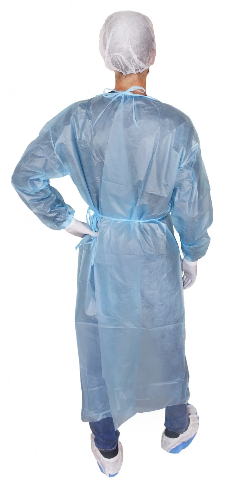 Medi-Inn PP-Schutzkittel mit Trikotbündchen & PE-Vollbeschichtung, XL 140 x 160 cm, blau