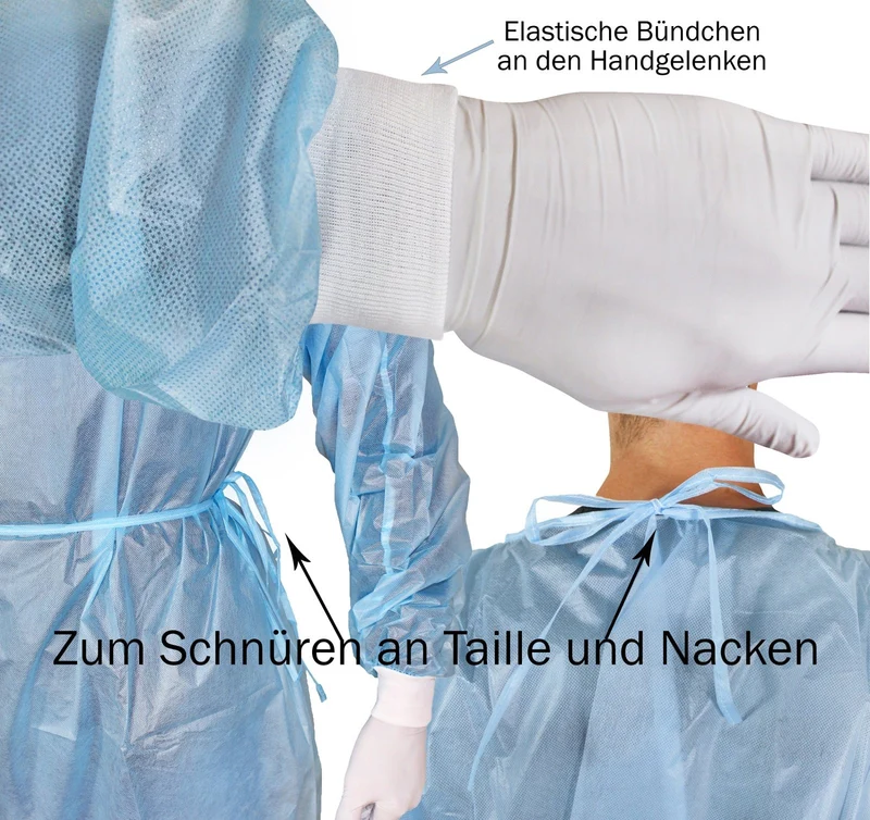 Medi-Inn PP-Schutzkittel mit Trikotbündchen & PE-Vollbeschichtung, XL 140 x 160 cm, blau