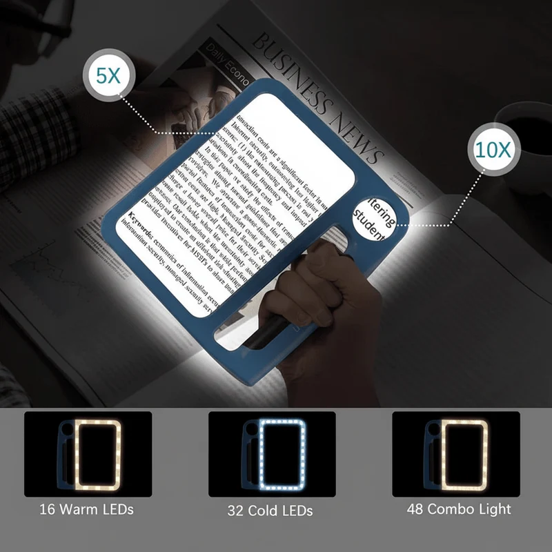 SEHKOMFORT – Handleselupe mit LED & 5x/10x Vergrößerung für klares Lesen