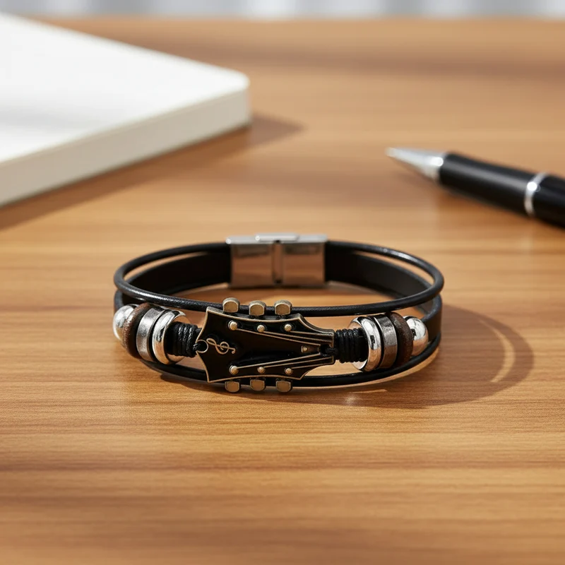 MUSIKSTRUM – Lederarmband mit gitarre-inspiriertem Design