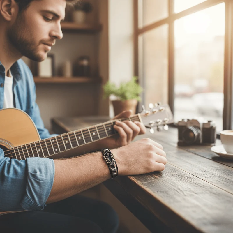 MUSIKSTRUM – Lederarmband mit gitarre-inspiriertem Design