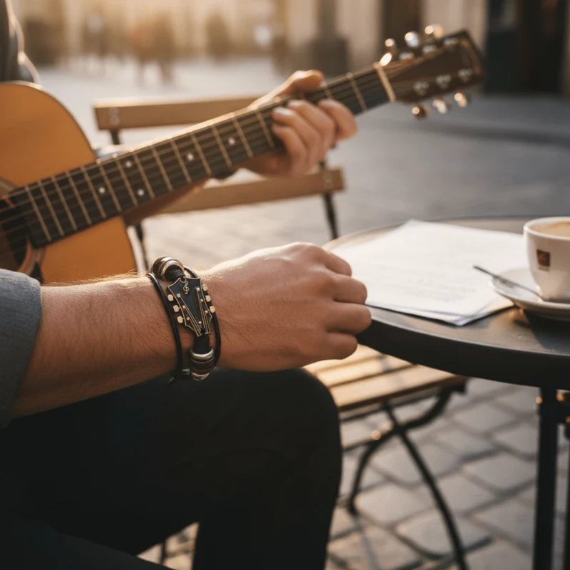 MUSIKSTRUM – Lederarmband mit gitarre-inspiriertem Design