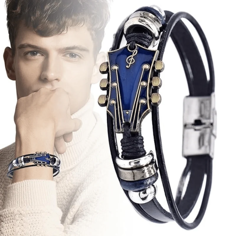 MUSIKSTRUM – Lederarmband mit gitarre-inspiriertem Design