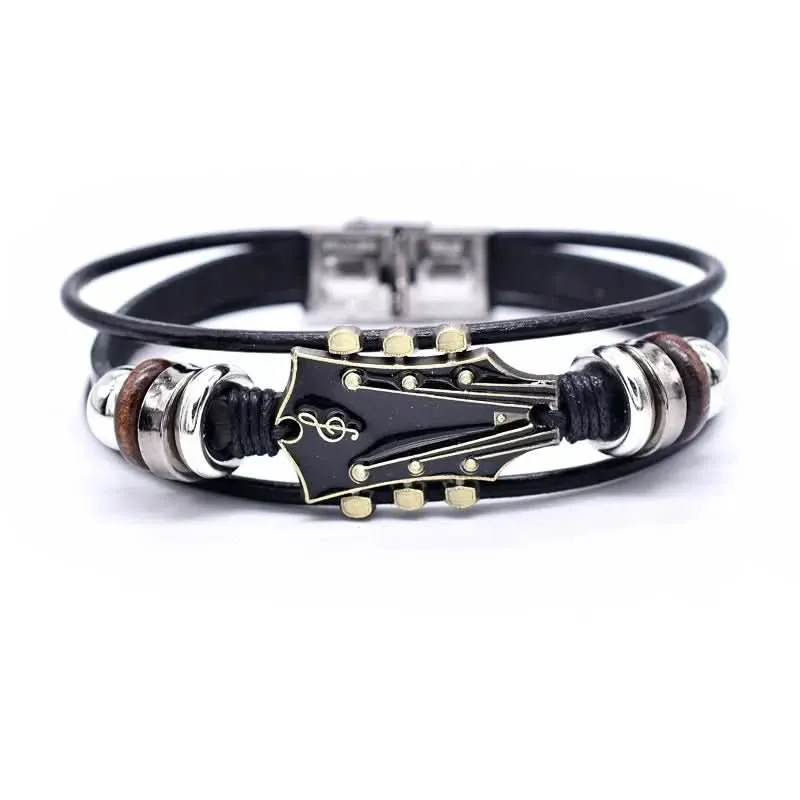 MUSIKSTRUM – Lederarmband mit gitarre-inspiriertem Design