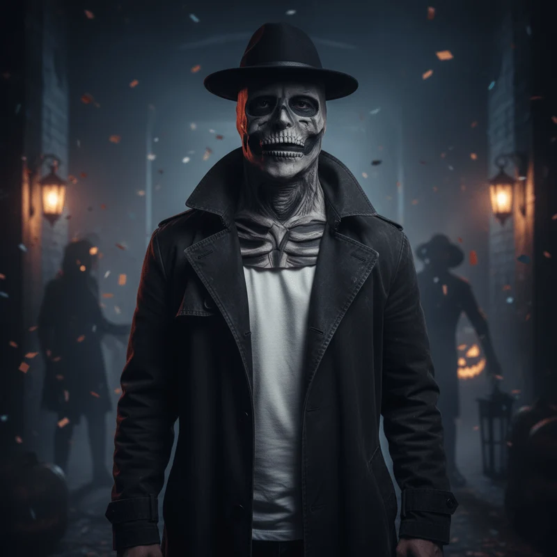 DREADSKULL – Realistische Skelettmaske mit Hut für ultimative Halloween-Verwandlung