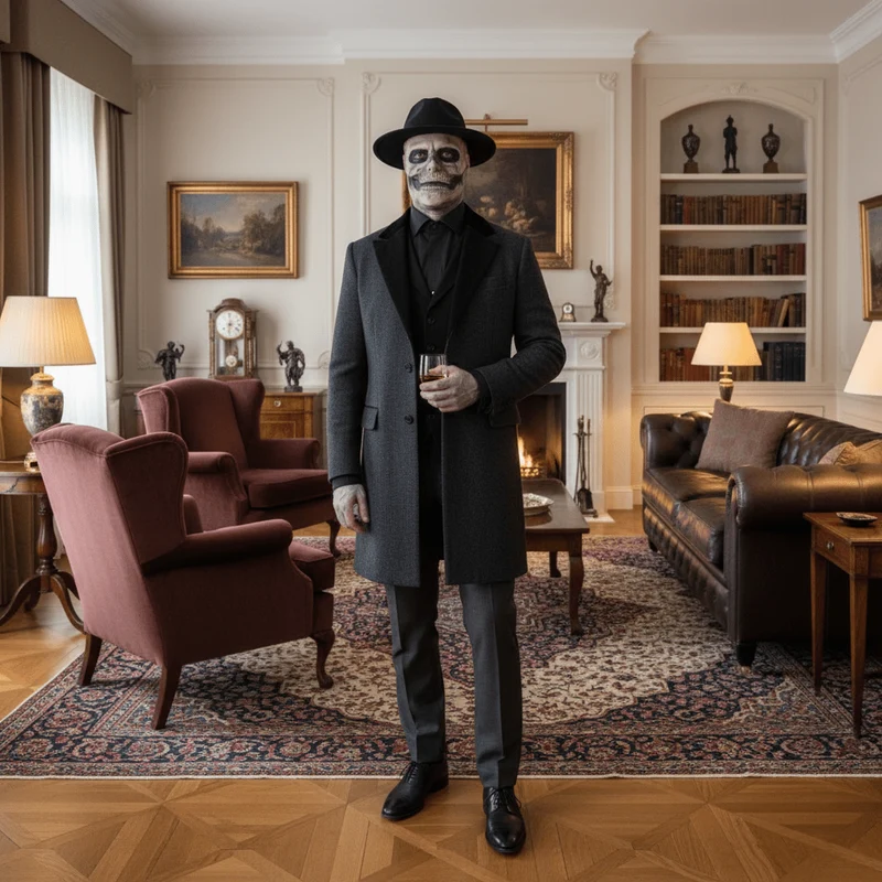 DREADSKULL – Realistische Skelettmaske mit Hut für ultimative Halloween-Verwandlung