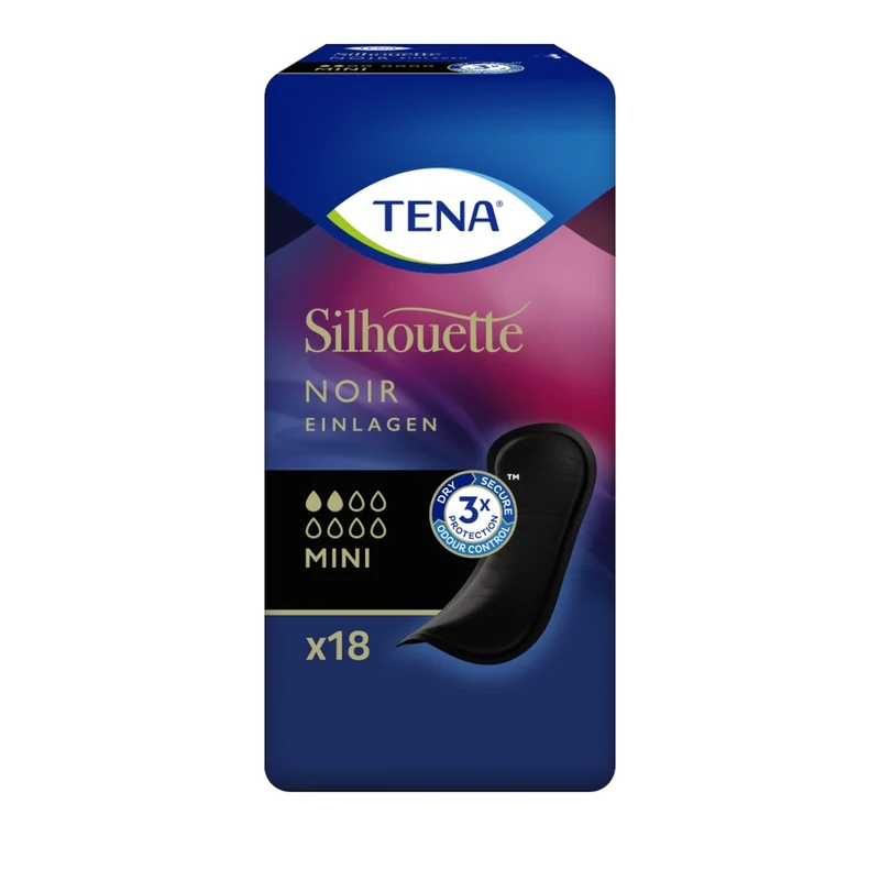TENA Silhouette Noir Mini diskrete Slipeinlagen, 18 Stück