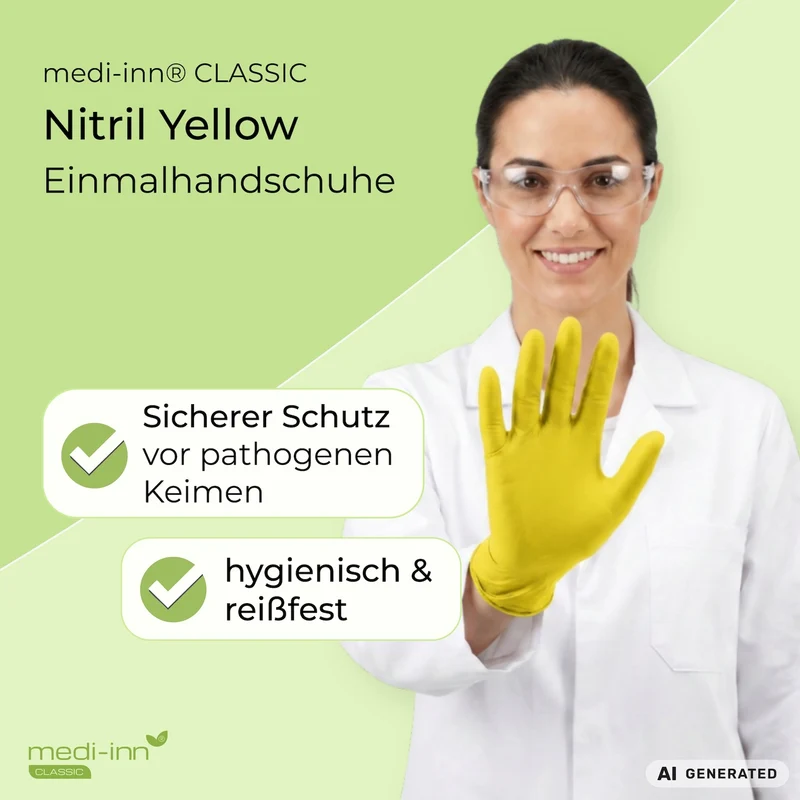 Medi-Inn Nitril Yellow Einmalhandschuhe, gelb, puderfrei